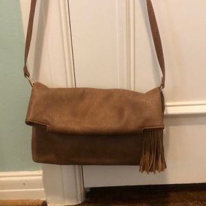 Brown faux leather over the shoulder purse